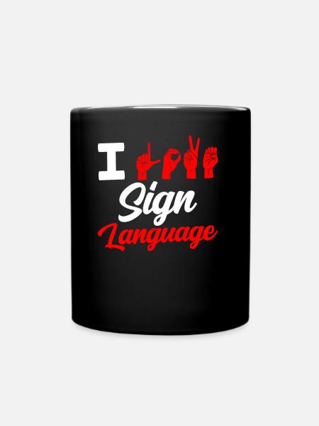 Ich Liebe Gebärdensprache Gebärden Awareness - Tasse einfarbig - Schwarz