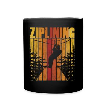Ziplining Sprüche Seilrutsche Zipline Sport - Tasse einfarbig - Schwarz - Vorne