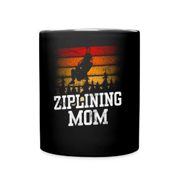Ziplining Mama Sport Sprüche Zipline Seilrutsche - Tasse einfarbig - Schwarz - Vorne