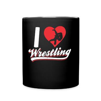 Ich Liebe Wrestling Ringen Ringer Ringkampf - Tasse einfarbig - Schwarz - Vorne