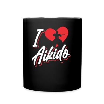 I love Aikido fighter martial arts martial arts - Full Colour Mug - black - Front