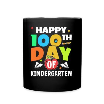 Happy 100 days in kindergarten 100 days - Full Colour Mug - black - Front