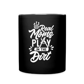 Les vraies mères jouent dans le jardin de terre mère maman - Mug uni - noir - Devant