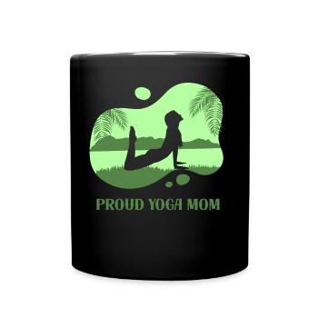 Proud Yoga Mother Mama Hobby Mommy - Full Colour Mug - black - Front