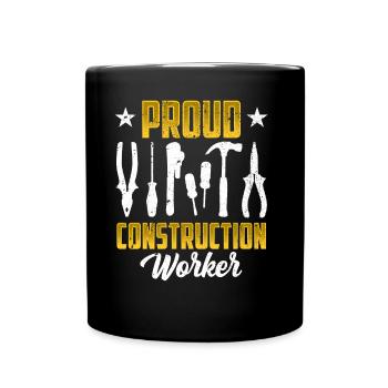 Stolzer Bauarbeiter Team Teamwork Baustelle Bau - Tasse einfarbig - Schwarz - Vorne