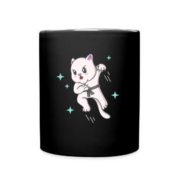 Kawaii Cat Ninja Kitten Fighter Karaté - Mug uni - noir - Devant