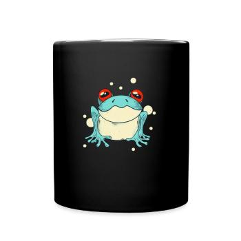 Trippy Frog Cottagecore Aesthetics Funny Amphibian - Full Colour Mug - black - Front