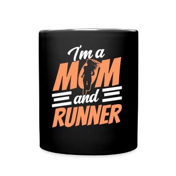 I am a mother and a runner running - Full Colour Mug - black - Front