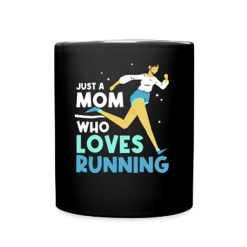 Just a mom who loves running mom jogging - Full Colour Mug - black - Front