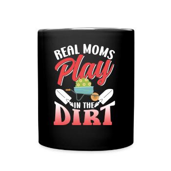 Les vraies mères jouent dans le jardin de terre mère maman - Mug uni - noir - Devant