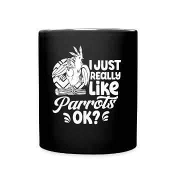 I like parrots Simply Very cute parrot animal - Full Colour Mug - black - Front
