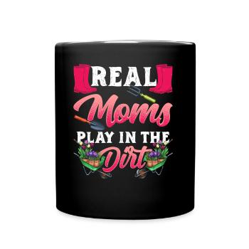 Les vraies mères jouent dans le jardin de terre mère maman - Mug uni - noir - Devant
