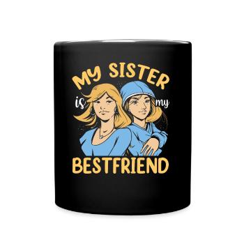 Meine Schwester Ist Mein Bester Freund Schwestern - Tasse einfarbig - Schwarz - Vorne