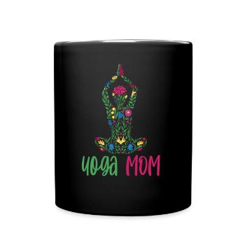 Yoga Mama Mutter Hobby Mami - Tasse einfarbig - Schwarz - Vorne