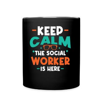 Restez calme Le travailleur social Est-ce qu’il y a de la formation - Mug uni - noir - Devant
