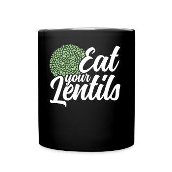 Eat Your Lentils Food Lentil Soup Lentil Lens - Full Colour Mug - black - Front