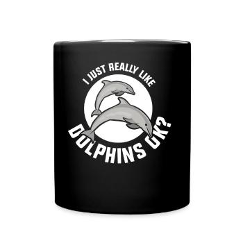 J’aime les dauphins Tout simplement Très dauphins dauphin - Mug uni - noir - Devant