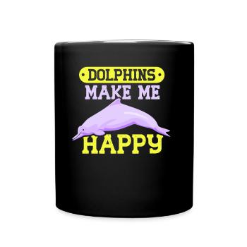 Les dauphins me rendent heureux Dauphin dauphin - Mug uni - noir - Devant