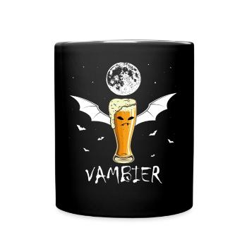 VAMBIER eine Kreuzung aus Vampir & Bier Halloween - Tasse einfarbig - Schwarz - Vorne
