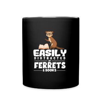Frettchen Liebhaber | Bücher Lesen Tiere Geschenke - Tasse einfarbig - Schwarz - Vorne