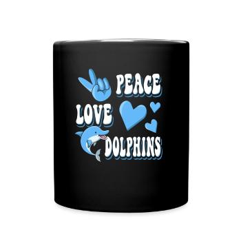 Peace Love Dolphin - Full Colour Mug - black - Front