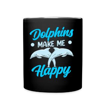 Delfine Machen Mich Glücklich Delphin Delfin - Tasse einfarbig - Schwarz - Vorne