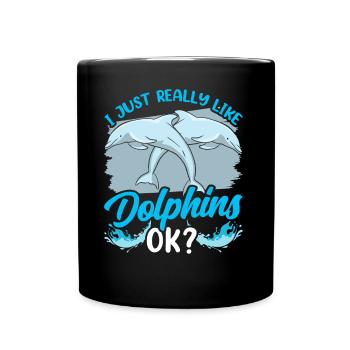 J’aime les dauphins Tout simplement Très dauphins dauphin - Mug uni - noir - Devant