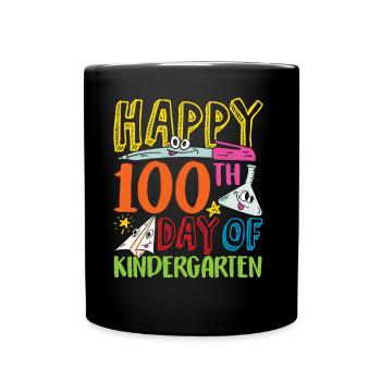 Happy 100 days in kindergarten 100 days - Full Colour Mug - black - Front