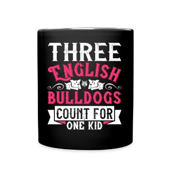 Trois bouledogues anglais comptent pour un enfant - Mug uni - noir - Devant