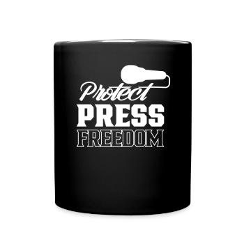 Protects freedom of the press Journalist Press law - Full Colour Mug - black - Front