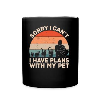 I can't I have plans with my cat - Full Colour Mug - black - Front