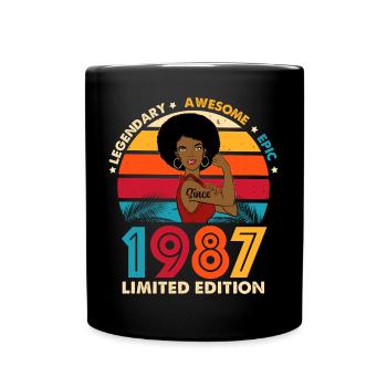 1987 Anniversaire Femme Afro Edition Limitée - Mug uni - noir - Devant
