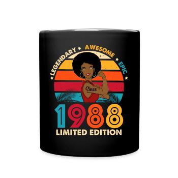 1981 Birthday Afro Woman Limited Edition - Tasse einfarbig - Schwarz - Vorne