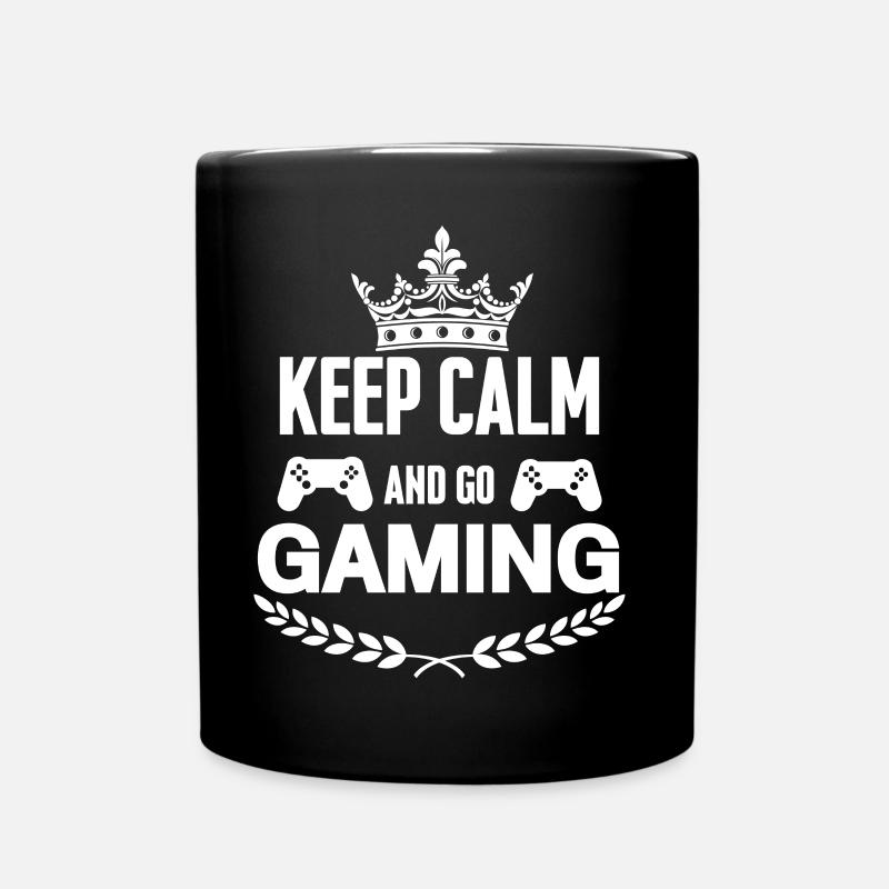 Funny keep calm and go gaming tshirt for gamer - Full Colour Mug - black
