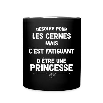 Princesse Humour Cernes Femme Fatigué - Mug uni - noir - Devant