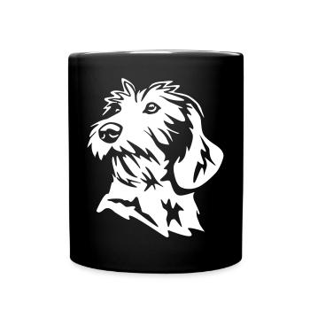 Dackel Kopf "Black Edition" - Tasse einfarbig - Schwarz - Vorne
