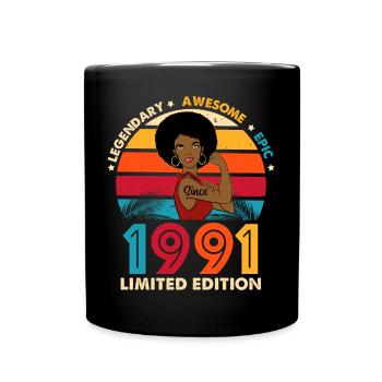 Geburtstag 1991 Afro Woman Limited Edition - Tasse einfarbig - Schwarz - Vorne