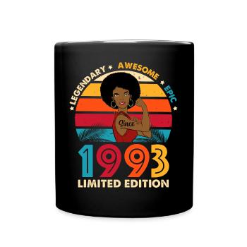 Geburtstag 1993 Afro Woman Limited Edition - Tasse einfarbig - Schwarz - Vorne
