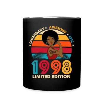 Geburtstag 1998 Afro Woman Limited Edition - Tasse einfarbig - Schwarz - Vorne