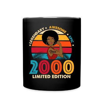 Birthday 2000 Afro Woman Limited Edition - Full Colour Mug - black - Front