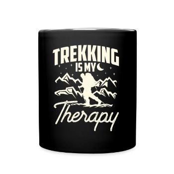 Le trekking est ma thérapie Randonnées randonneurs - Mug uni - noir - Devant