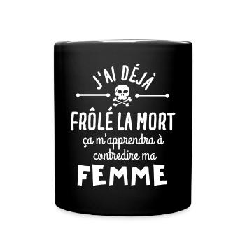 mort, frôler la mort, homme humour - Mug uni - noir - Devant