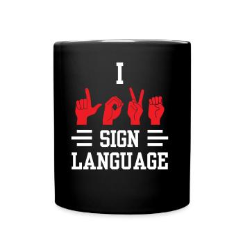 Ich Liebe Gebärdensprache Gebärden Awareness - Tasse einfarbig - Schwarz - Vorne
