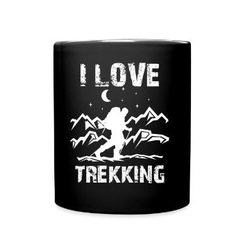Ich Liebe Trekking Wandern Wanderer Wanderung - Tasse einfarbig - Schwarz - Vorne