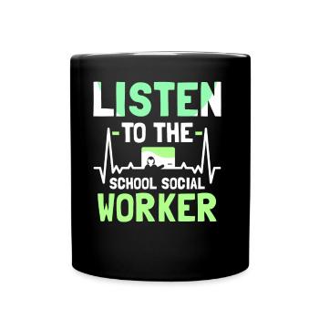 Ecouter le métier de travailleur social scolaire - Mug uni - noir - Devant