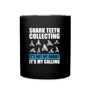 Collecting fossilized shark teeth - Full Colour Mug - black - Front