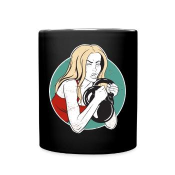 Bodybuilder Leg Day Girl Kettlebells Fitness - Mug uni - noir - Devant
