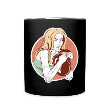 Bodybuilder Leg Day Girl Kettlebells Fitness - Mug uni - noir - Devant