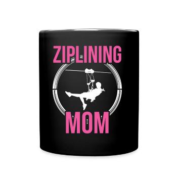 Ziplining Mama Sport Zipline Seilrutsche Sprüche - Tasse einfarbig - Schwarz - Vorne