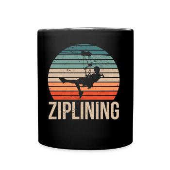 Ziplining Sport Zipline Seilrutsche Sprüche - Tasse einfarbig - Schwarz - Vorne